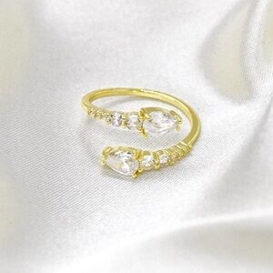 Gold Crystal Bypass Ring